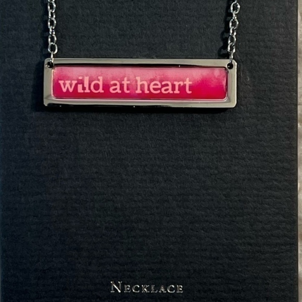 Lucy Lu "WILD AT HEART" Stainless/Enamel Bar Necklace - Picture 3 of 4
